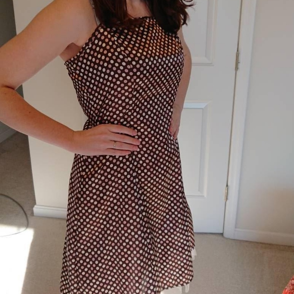 Polka Dot Rockabilly Dress - Brown, Cream, & Pink